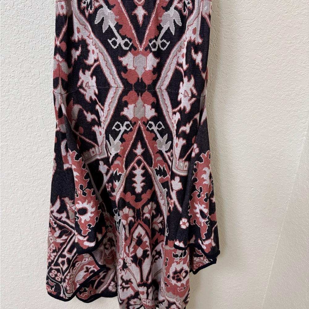 Peruvian Connection Black and Red Geometric Midi Skirt